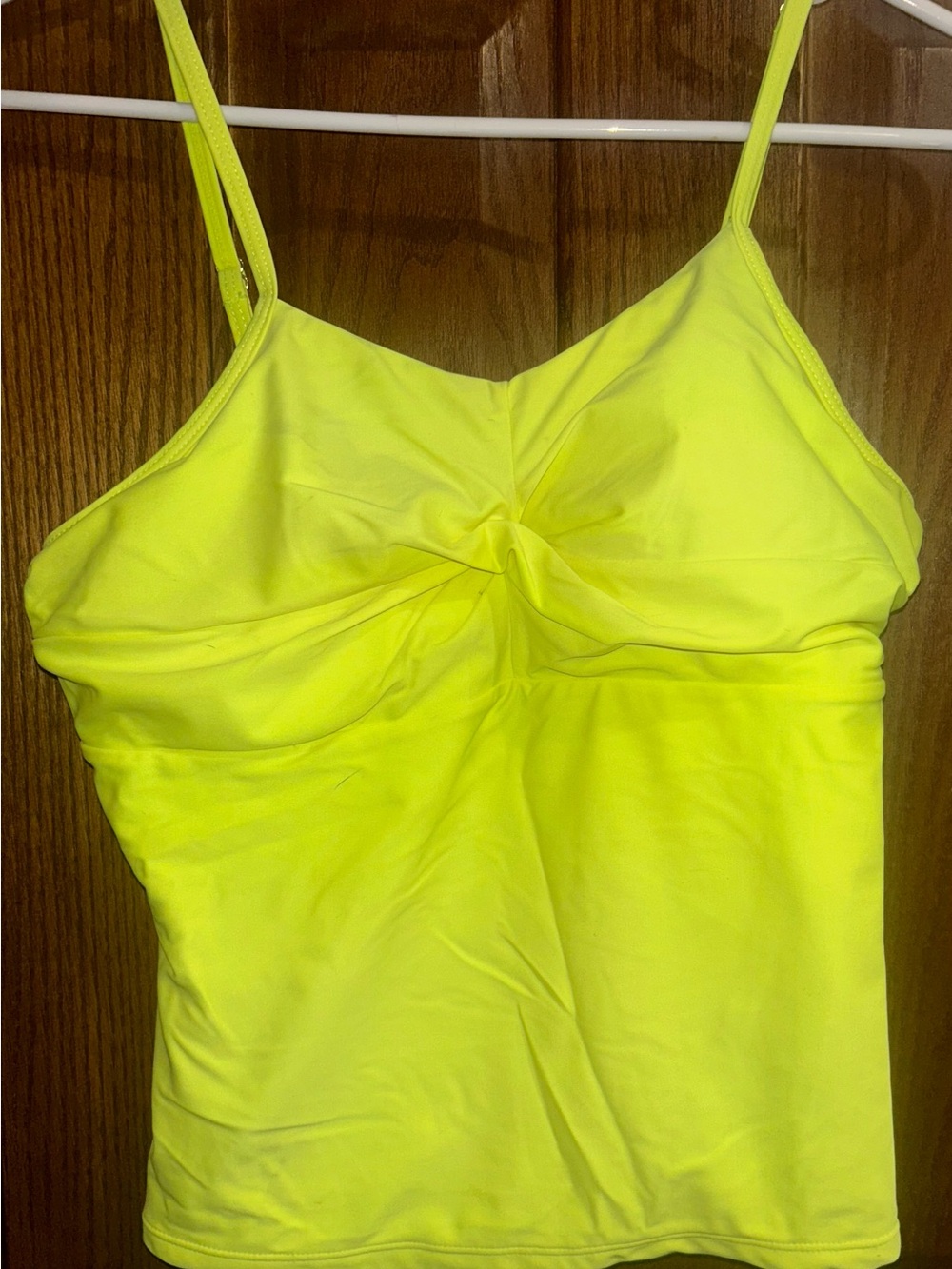 Neon Yellow Twist-Front tankini with bottoms